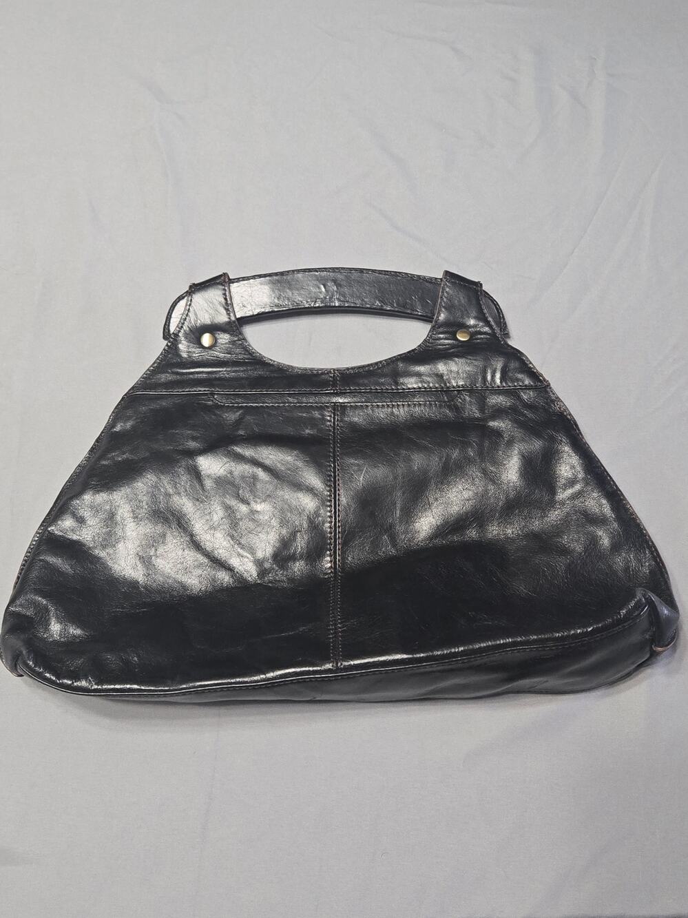 Hobo International Black Polished Leather Top Handle Satchel Bag